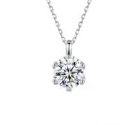 Platinum PT950 Necklace for Women 6-Prong 0.5ct Moissanite Pendant, 45cm