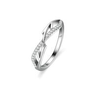 Platinum Ring for Women, Eternity Rings Branch with 1ct Moissanite PT950 Silver Band Size S 1/2
