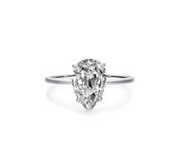 Platinum Ring for Women, Wedding Band Vintage with Pear Shape 3ct Moissanite PT950 Silver Band Ring Size V 1/2