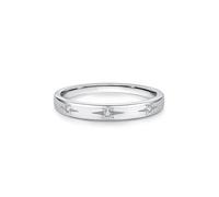 Platinum Ring, Promise Ring Simple Star Design with 0.1ct Round Diamond PT950 White Gold Band Size R 1/2