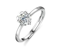 Platinum Ring Women, Wedding Rings Deer with 0.5ct Round Lab Created Diamond PT950 Silver Band Size M 1/2