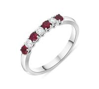 Platinum Ruby Diamond Seven Stone Claw Set Half Eternity Ring - Platinum FEU-2587