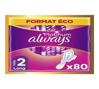 Platinum Sanitary Towels with Wings, Long Plus, Medium Flow, Eco Size, 80 Individual Pockets (4 x 20), 5 Comfort Sizes
