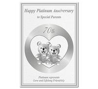 Platinum Wedding Anniversary cards 70th Year Seventy Milestone Greeting (Special Parents card - Happy Bears)