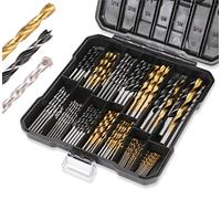 PLATINUMEDGE 140PC Multipurpose Drill Bits Set, 88PC Titanium Twist Drill Bits 26 Pc Masonry Drill Bits for Brick, Concrete 26 Pc Brad Point Drill Bits, for Wood, Metal, Masonry with Hard Storage Case