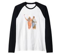Plato and Aristotle Taking Selfie Funny Greek Philosophy Raglan Baseball Tee