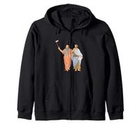Plato And Aristotle Taking Selfie Funny Greek Philosophy Zip Hoodie