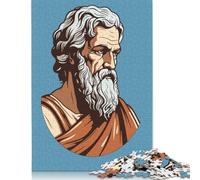 Plato Greek Philosopher Jigsaw Puzzles 1000 Pieces for Adults Wooden Puzzles Brain Exercise Challenge Game Entertainment Gifts Teenagers Family Activity (75x50cm)