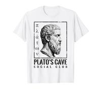 Plato's Cave Social Club Greek Philosopher Value Graphic T-Shirt, Men, White, M