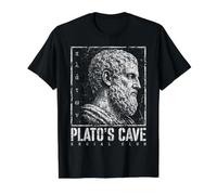 Plato's Cave Social Club Philosopher Bust Greek Philosophy Value Graphic T-Shirt, Men, Black, S