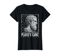 Plato's Cave Social Club Philosopher Bust Greek Philosophy Value Graphic T-Shirt, Women, Black, M