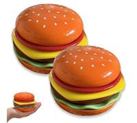 Platos En Forma De Hamburguesa, 6-Layer Stackable Ceramic Hamburger Plates, Mini Ceramic Hamburger Plate Set, for Condiment Side Dishes BBQ Party, Camping (2Pcs)