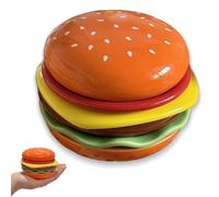 Platos En Forma De Hamburguesa, 6-Layer Stackable Ceramic Hamburger Plates, Mini Ceramic Hamburger Plate Set, for Condiment Side Dishes BBQ Party, Camping (1Pcs)