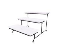 Platters for Food,3-Tier Rectangular Metal Food Stand-Tiered Table Display with White Porcelain Trays for Serving Platters Weddings Parties and Dining Decor