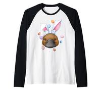 Platypus Animal Easter Rabbit Eggs Bunny Ears Cute Raglan Baseball Tee