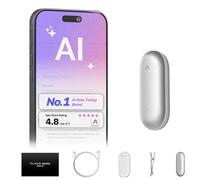 Plaud NotePin Voice Recorder, AI Voice Recorder, App Control, AI Notetaker, AI Transcribe & Summarize, Support 112 Languages, 64GB Memory, Audio Recorder for Lectures, Meetings, Lunar Silver