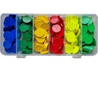 plavalmat® Maths place value counters. 240 double sided embossed recycled plastic disks. 1000, 100, 10, 1 and decimals 0.1, 0.01 with fraction equivalents (Ages 7+)…