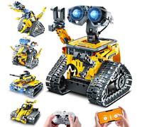 PLAXSOON 5 in 1 Robot Building Set, APP Remote Control Wall Robot Tank Car Dinosaur Model, 520 PCS Rechargeable RC Tech Building Block Toy Birthday Gift for Kids Boys Girls Ages 6 7 8 9 10 11 12+