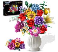 PLAXSOON Flower Bouquet Building Set, 18 Flowers Rose Building Block, Botanical Collection Building Block Toy Plant Home Decor 1015 PCS, Birthday Gift for Her Adults Women Kids Boys Girls 8-12+
