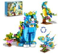 PLAXSOON Flower Cat Building Set, 3 in 1 Parrot Butterfly Building Toy | Floral Animal Figure Model for Home Office Decor, 412 PCS Building Block Gift for Adults Kids Boys Girls Ages 8 9 10 11 12+