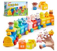 Play-Act Educational Toy for Toddlers 1-3, Montessori Farm Train Set with Counting, Matching & Sorting, 9 Animal Figures & 1 Farmer, Christmas Birthday Gift for Baby Boys Girls