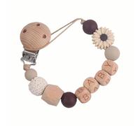 Play Activity Toy Flower Pacifier Clip Silicone Bead Pacifier Clip For Baby Girls And Boys With Birthday Present Lollipop Beadless Silicone Baby Wood (Beige, One Size)