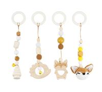 Play Arch Baby Toy from 0 Months 4 Pieces Play Arch Baby Toys Play Arches Baby Gym Pendant Wooden for Girls Boys Baby Toy for Baby Seat Pram Car Seat Toy (Brown)