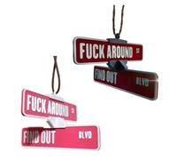 Play Around and Find Street Sign Hangers, Fun Car Hanger Corner Sign Rearview Mirrors, 3D Printed Warning Signs for Cars and Trucks, 3D Printed Home Decor.(Deep Red+Pink)