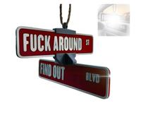 Play Around and Find Street Sign Hangers, Fun Car Hanger Corner Sign Rearview Mirrors, 3D Printed Warning Signs for Cars and Trucks, 3D Printed Home Decor.(Deep Red)