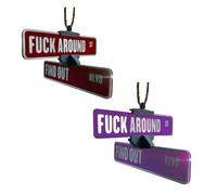 Play Around and Find Street Sign Hangers, Fun Car Hanger Corner Sign Rearview Mirrors, 3D Printed Warning Signs for Cars and Trucks, 3D Printed Home Decor.(Deep Red+Purple)