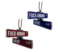Play Around and Find Street Sign Hangers, Fun Car Hanger Corner Sign Rearview Mirrors, 3D Printed Warning Signs for Cars and Trucks, 3D Printed Home Decor.(Deep Blue+Deep Red)