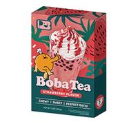 Play B Bubble Tea Kit with Tapioca Pearls - Instant DIY Milk Tea Set (3 Servings) | Make Your Own Boba at Home | Quick & Easy Boba Tea Kit for Kids & Adults (Strawberry Milk Tea)