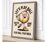 Play Ball Game Day Retro Canvas Wall Art Print 30x20 Inch (76 x 51 cm)