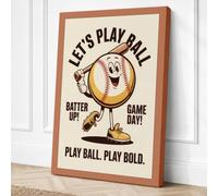 Play Ball Game Day Retro Canvas Wall Art Print 30x20 Inch (76 x 51 cm)