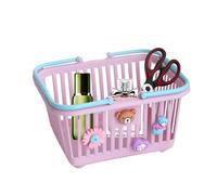 Play Basket With Handles For Kids, PP Cartoon Play Toy Storage Basket With 4 Adornments, Portable Pretend Toy Shopping Storage Baskets For Favorite Toys Study Children's Room