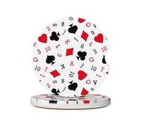Play Cards Spades Red Hearts A K J 2 Pack Absorbent Ceramic Car Coasters Anti Slip Car Cup Coaster Removable Cup Coasters Auto Cupholder Accessories with Finger Notch