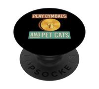 Play Cymbals And Pet Cats Drummer Percussion PopSockets Adhesive PopGrip