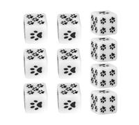 Play Dice - Pack of 10 Cute Cartoon 6-Sided Dice for Board Games with Paw Motif - For Camping, Home, Picnic, Dorm, Travel, Family, Friends, Teenagers, Adults, Beginners