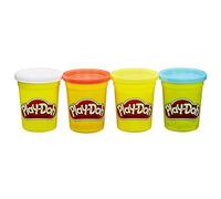 Play-Doh 4-Pack of Classic Colours, 112g Modelling Compound Tubs (Red, Blue, Yellow & White), Non-Toxic Arts & Crafts Toy for Kids 2+, Mix, Mould & Create at Home, Gift for Children