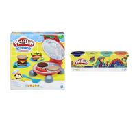 Play-Doh Burger Barbecue Set & 4 Pack of Wild Non-Toxic Colors for Kids 2 Years and Up, 4-Ounce Cans (Dark Blue, Bright Green, Orange, Green)