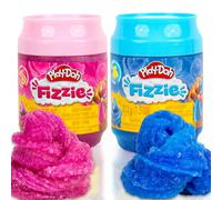 Play-Doh Fizzie 2-Pack 1 Can of Two-Toned Pink Strawberry-Scented 1 Can of Two-Toned Blue Raspberry-Scented Cool Sensory Toys Gifts for Kids Twe
