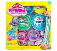 Play-Doh Kawaii Mix & Play Set, Super Stretch and Bubble Pop Slime, 6 Colours with Decorative Sprinkles, Ages 4+