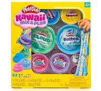 Play-Doh Kawaii Mix & Play Set with 6 Compounds & Mix-Ins - Cloud, Butter, Foam & Super Stretch for Sensory Play, Reusable Tubs & Accessories - Creative Play for Kids Ages 4+