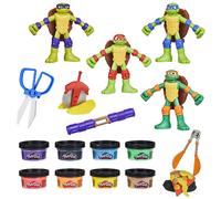 Play-Doh Teenage Mutant Ninja Turtles Cowabunga Creations, 4 Bendy Turtle Figures with Hidden Shell Moulds, 4 Action Tools & 8 Colours (28g Each), Ar