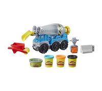 Play-Doh Wheels Cement Truck Toy for Kids Ages 3 and Up with Non-Toxic Cement-Colored Buildin' Compound Plus 3 Colors, E6891