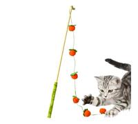 Play Fishing Rod For Cats | Self Playing Interactive Fruit Design Play Stick,Wooden Plague Sticks For Cats, Kittens To Play Indoors And Fight Boredom With Bird, Fish And Mouse