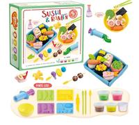 Play Food Dough Set | Modeling Clay Kitchen Kit | Fun Pretend Chef Tools With Burger Waffle Pizza Molds And Utensils | Creative Cooking Toy For Kids Birthday Party And Indoor Play