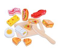 Play Food Wooden Toys Smooth Edges Bright Patterns Develop Hand-Eye Coordination Play Food For Boys And Girls Role-Playing, With A Wooden Cutting Board And Knife