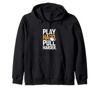 Play Hard Pull Harder Football Motivational Zip Hoodie