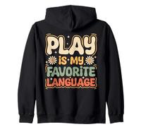 Play Is My Favorite Language Retro Groovy Zip Hoodie